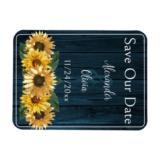 Rustige Blauwe Zonnebloem sparen de Datum Magnet Magneet (Horizontaal)