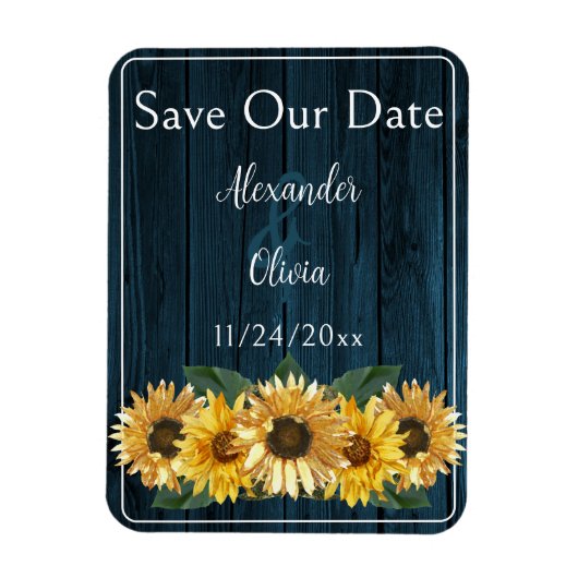 Rustige Blauwe Zonnebloem sparen de Datum Magnet Magneet (Verticaal)