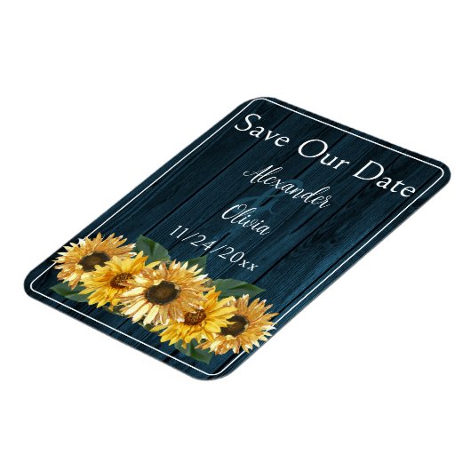 Rustige Blauwe Zonnebloem sparen de Datum Magnet Magneet (Linkerzijde)