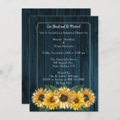 Rustige Blauwe Zonnebloemrepetitie Dinner Kaart (Voorkant / Achterkant)