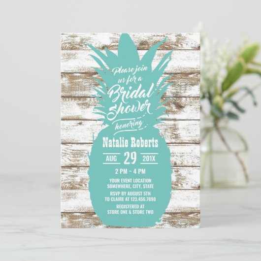 Rustige Blauwgroen ananas tropisch strand Vrijgeze Kaart (Staand voorkant)