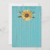 Rustige Blauwgroen Blauwe Barn Wood Sunflower Wedd Kaart (Achterkant)