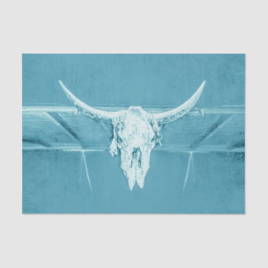 Rustige Blauwgroen Blauwe Meisjes Westerne Bull Ko Tissuepapier (Voorkant)