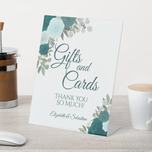 Rustige Blauwgroen Boho Chic Floral Gifts & Cards  Reclamebord Met Voetstuk (Insitu)