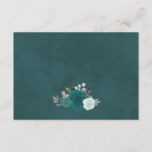 Rustige Blauwgroen Boho Floral Wedding Goed Informatiekaartje (Achterkant)