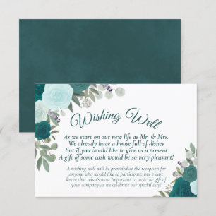 Rustige Blauwgroen Boho Floral Wedding Goed Informatiekaartje