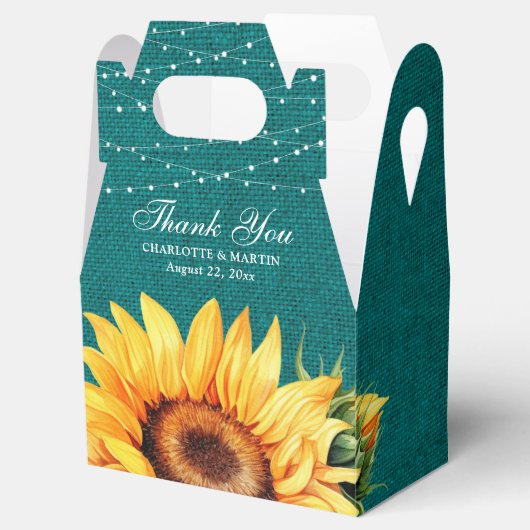 Rustige Blauwgroen bruidezonnebloem bruiloft Bedankdoosjes (Geopend)