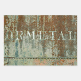 Rustige Blauwgroen  bruine  textuurtrein Typografi Inpakpapier Vel