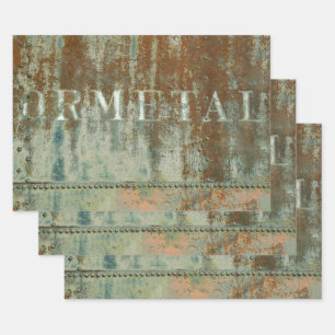 Rustige Blauwgroen  bruine  textuurtrein Typografi Inpakpapier Vel