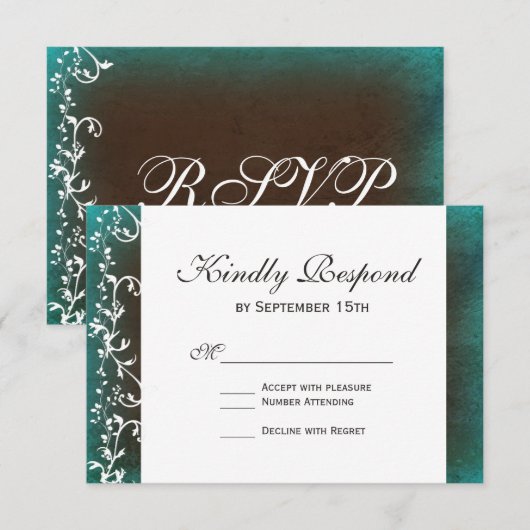 Rustige Blauwgroen bruine zwembroeken RSVP-kaarten RSVP Kaartje (Voorkant / Achterkant)