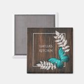 Rustige Blauwgroen Butterfly Magnet (Voorkant / Achterkant)