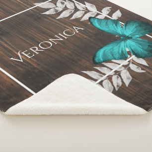 Rustige Blauwgroen Butterfly persoonlijke Sherpa B Deken