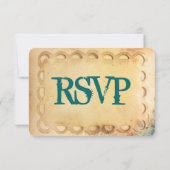 Rustige Blauwgroen Daisy Typography Wedding RSVP-k RSVP Kaartje (Achterkant)