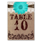Rustige Blauwgroen Daisy Wedding Table Number Card Kaart (Achterkant)