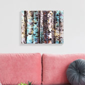 Rustige Blauwgroen en grijze Bossen schilderen Canvas Afdruk (Insitu (Woonkamer))