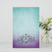 Rustige Blauwgroen en Paarse Bohemen Vlaanderen Briefpapier (Staand voorkant)