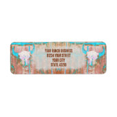 Rustige Blauwgroen gegraveerde textuur Westerne sc Etiket (Voorkant)