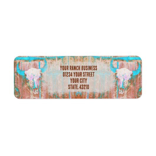 Rustige Blauwgroen gegraveerde textuur Westerne sc Etiket (Voorkant)