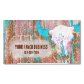 Rustige Blauwgroen gegraveerde textuur Westerne sc Magnetisch Visitekaartje (Voorkant)