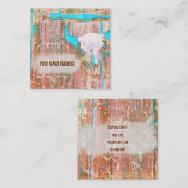 Rustige Blauwgroen gegraveerde textuur Westerne sc Vierkante Visitekaartje