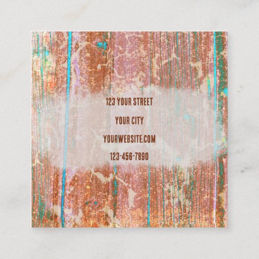 Rustige Blauwgroen gegraveerde textuur Westerne sc Vierkante Visitekaartje (Achterkant)