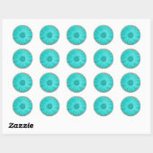 Rustige Blauwgroen Gerber Daisy Round Stickers zeg (Vel)