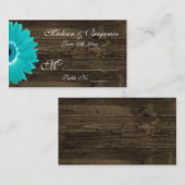 Rustige Blauwgroen Gerber Daisy Wedding Place Kaar Plaatskaartje (Voorkant / Achterkant)