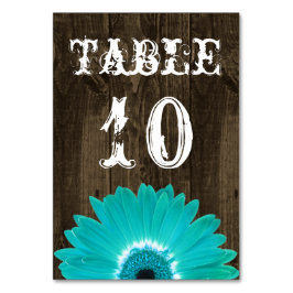 Rustige Blauwgroen Gerber Daisy Wedding Table Numb Kaart