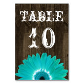 Rustige Blauwgroen Gerber Daisy Wedding Table Numb Kaart (Achterkant)