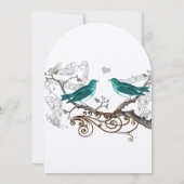 Rustige Blauwgroen Groene  Lovevogels bruiloft Kaart (Achterkant)