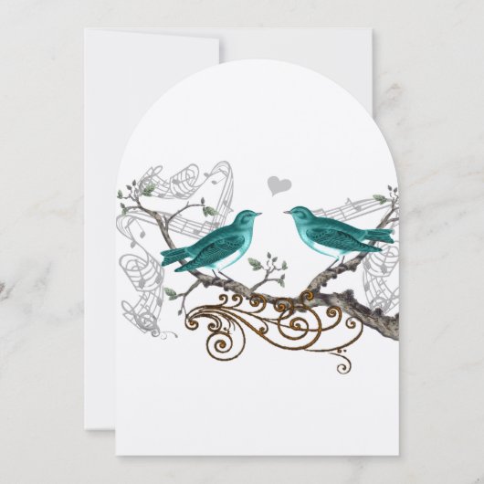 Rustige Blauwgroen Groene  Lovevogels bruiloft Kaart (Achterkant)