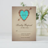 Rustige Blauwgroen heart Arrow Wedding RSVP-kaarte RSVP Kaartje (Staand voorkant)