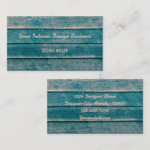 Rustige  Blauwgroen houtaretextuur Visitekaartje