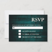 Rustige Blauwgroen houtskaarten RSVP-kaarten RSVP Kaartje (Voorkant)