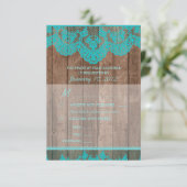 Rustige Blauwgroen kant en RSVP van hout met maalt (Staand voorkant)