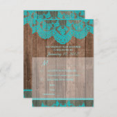 Rustige Blauwgroen kant en RSVP van hout met maalt (Voorkant / Achterkant)