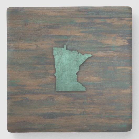 Rustige Blauwgroen Minnesota-vorm Stenen Onderzetter (Voorkant)