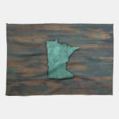 Rustige Blauwgroen Minnesota-vorm Theedoek (Horizontaal)