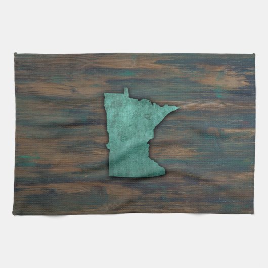 Rustige Blauwgroen Minnesota-vorm Theedoek (Horizontaal)