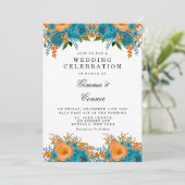 Rustige Blauwgroen Oranje Waterverf Kaart (Staand voorkant)