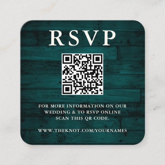 Rustige Blauwgroen RSVP QR-code Informatiekaartje (Voorkant)