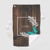Rustige Blauwgroen vlinderhanddoek Golfhanddoek (Insitu)