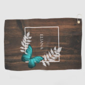 Rustige Blauwgroen vlinderhanddoek Golfhanddoek (Horizontaal)
