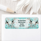 Rustige Blauwgroen Westerne bull Sull Sunflower op Etiket (Insitu)