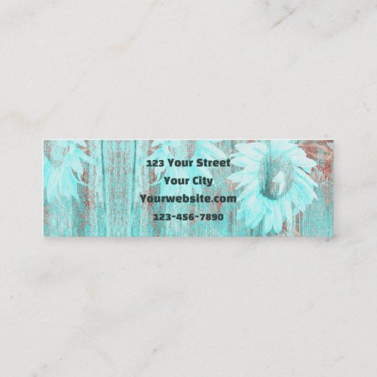 Rustige Blauwgroen Westerne bull Sull Sunflower op Mini Visitekaartje (Achterkant)
