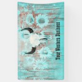 Rustige Blauwgroen Westerne bull Sull Sunflower op Spandoek (Verticaal)