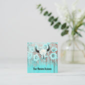 Rustige Blauwgroen Westerne bull Sull Sunflower op Vierkante Visitekaartje (Staand voorkant)