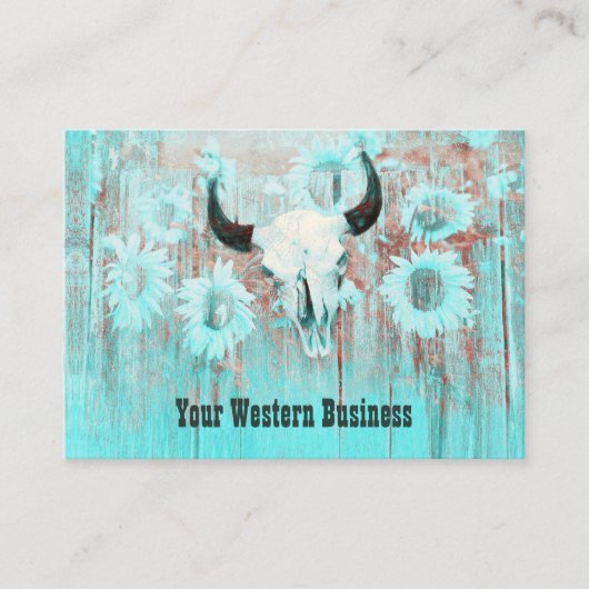 Rustige Blauwgroen Westerne bull Sull Sunflower op Visitekaartje (Voorkant)