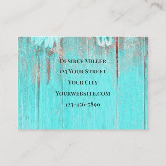 Rustige Blauwgroen Westerne bull Sull Sunflower op Visitekaartje (Achterkant)