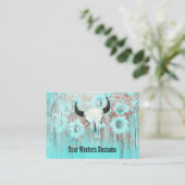 Rustige Blauwgroen Westerne bull Sull Sunflower op Visitekaartje (Staand voorkant)